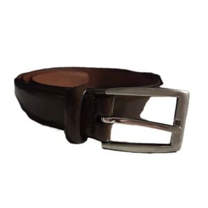 Jos A Bank Brown Genuine Leather Belt w/ Silver-tone buckle, 38
